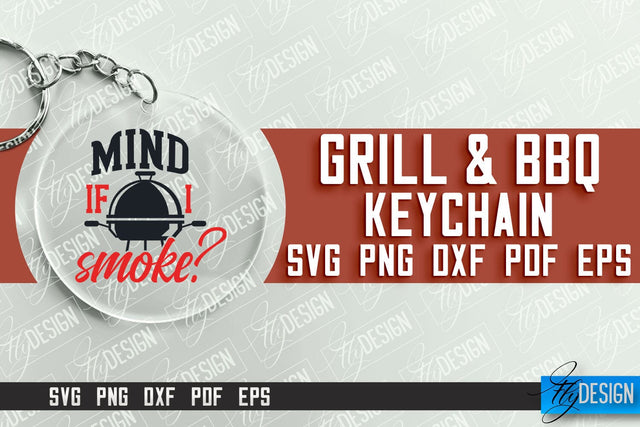 Grill & BBQ SVG Design | Round Keychain Designs | SVG File SVG Fly Design 