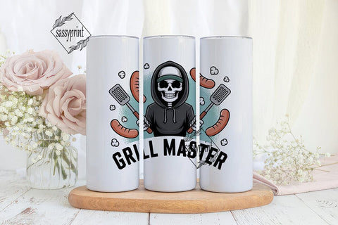 Grill Master Skeleton 20oz Tumbler Wrap Sublimation sassyprint 