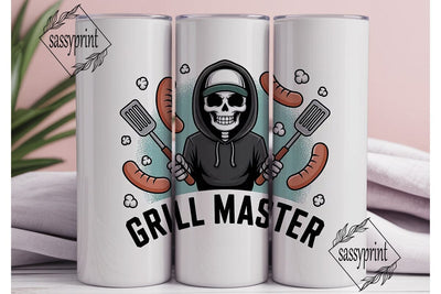 Grill Master Skeleton 20oz Tumbler Wrap Sublimation sassyprint 
