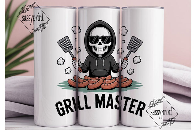 Grill Master Skeleton 20oz Tumbler Wrap Sublimation sassyprint 