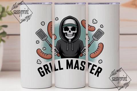 Grill Master Skeleton 20oz Tumbler Wrap Sublimation sassyprint 