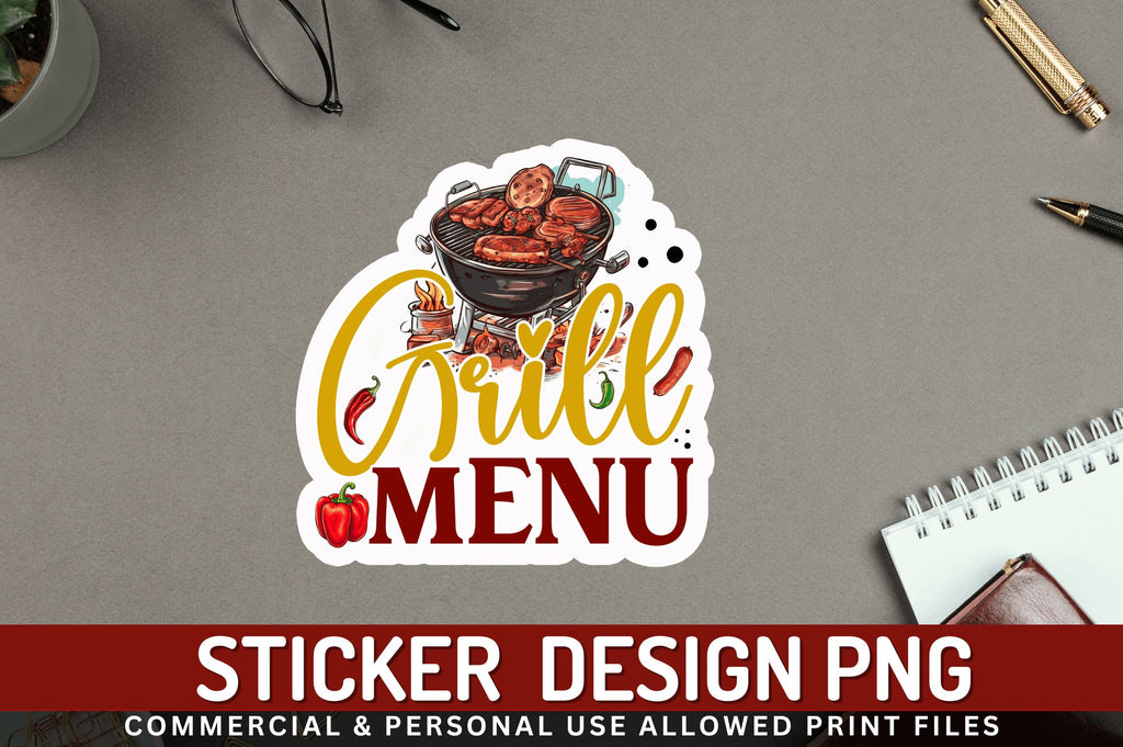 Menu Sticker Note Grill menu Sticker Design - So Fontsy