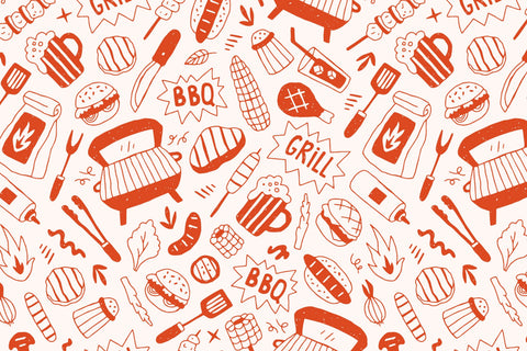 Grill Party Seamless Pattern & Digital Paper Digital Pattern Rin Green 