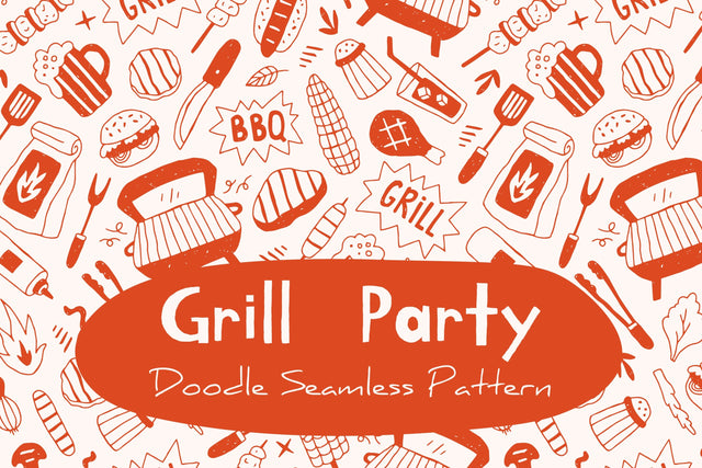 Grill Party Seamless Pattern & Digital Paper Digital Pattern Rin Green 