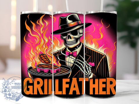Grillfather 20oz Skinny Tumbler, Father's Day Tumbler Png, Straight & Tapered Tumbler Wrap, Instant Digital Download Sublimation ToriDesigns 