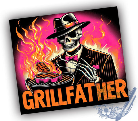 Grillfather 20oz Skinny Tumbler, Father's Day Tumbler Png, Straight & Tapered Tumbler Wrap, Instant Digital Download Sublimation ToriDesigns 