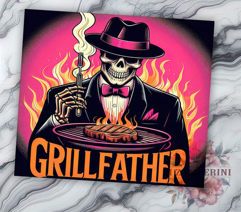 Grillfather 20oz Tumbler Wrap PNG, Father's Day Tumbler Png, Straight & Tapered Tumbler Wrap, Instant Digital Download Sublimation Li Zamperini 