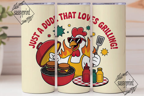 Grilling Rooster 20oz Tumbler Wrap Sublimation sassyprint 