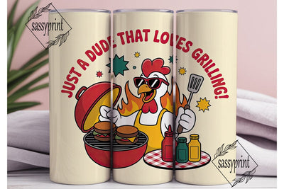 Grilling Rooster 20oz Tumbler Wrap Sublimation sassyprint 