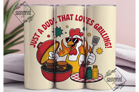 Grilling Rooster 20oz Tumbler Wrap Sublimation sassyprint 