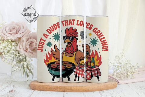 Grilling Rooster 20oz Tumbler Wrap Sublimation sassyprint 