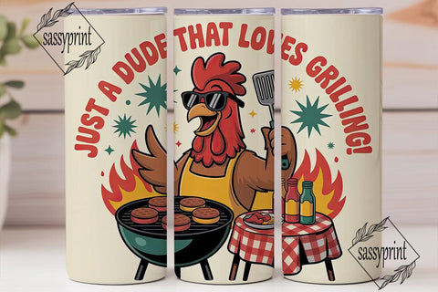 Grilling Rooster 20oz Tumbler Wrap Sublimation sassyprint 