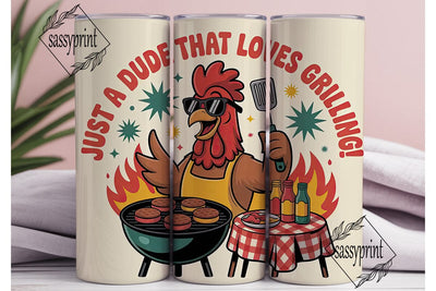 Grilling Rooster 20oz Tumbler Wrap Sublimation sassyprint 