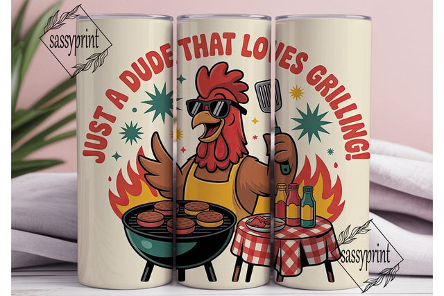 Grilling Rooster 20oz Tumbler Wrap Sublimation sassyprint 