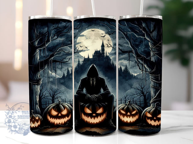 Grim Reaper 20oz Skinny Tumbler, Autumn Pumpkins Skeleton Tumbler Png, Straight & Tapered Tumbler Wrap, Instant Digital Download Sublimation ToriDesigns 