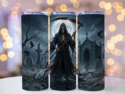 Grim Reaper Cemetery 20oz Tumbler, Grim Reaper, Cemetery Design, Dark Gothic, Halloween Theme, Spooky Charm, 20oz Wrap, Sublimation Tumbler Sublimation SvggirlplusArt 