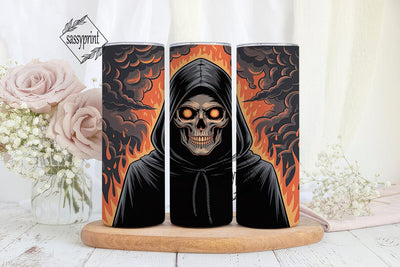 Grim Reaper Fire Skull 20oz Tumbler Wrap Sublimation sassyprint 