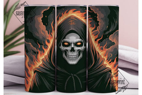 Grim Reaper Fire Skull 20oz Tumbler Wrap Sublimation sassyprint 