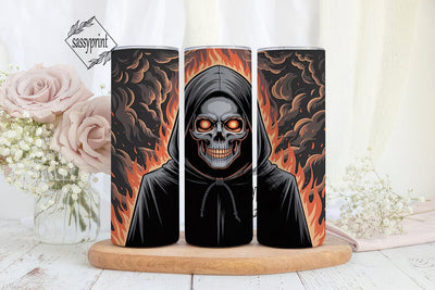 Grim Reaper Fire Skull 20oz Tumbler Wrap Sublimation sassyprint 