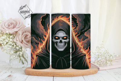 Grim Reaper Fire Skull 20oz Tumbler Wrap Sublimation sassyprint 