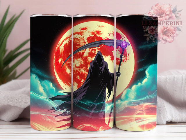 Grim Reaper Gothic Halloween Tumbler, Halloween Grim Reaper Wrap, Spooky Skeleton Sublimation, Haunted Reaper Drinkware, Gothic Halloween Tumbler, Scary Grim Reaper Design, Dark Halloween Wrap Sublimation Li Zamperini 