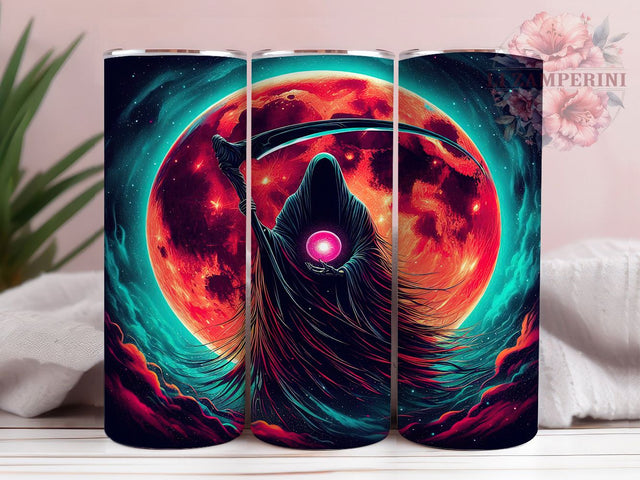 Grim Reaper Gothic Halloween Tumbler, Halloween Grim Reaper Wrap, Spooky Skeleton Sublimation, Haunted Reaper Drinkware, Gothic Halloween Tumbler, Scary Grim Reaper Design, Dark Halloween Wrap Sublimation Li Zamperini 