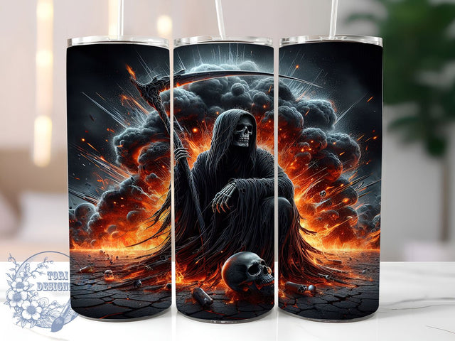 Grim Reaper Skeleton Gothic Halloween Tumbler, Scary Skeleton Wrap, Halloween Tumbler Design, Gothic Skull Sublimation, Horror Cup Wrap, Spooky Skeleton Drinkware, Dark Reaper Tumbler Sublimation ToriDesigns 