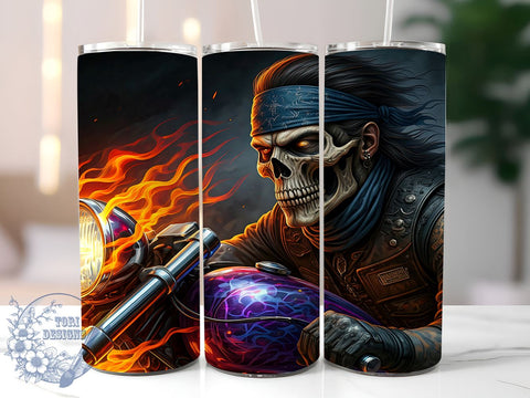 Grim Reaper Skull Bike 20oz Tumbler, Skull Bike Wrap, 20oz Sublimation, Gothic Drinkware, Halloween Tumbler, Biker Gift, Unique Tumbler Design Sublimation ToriDesigns 