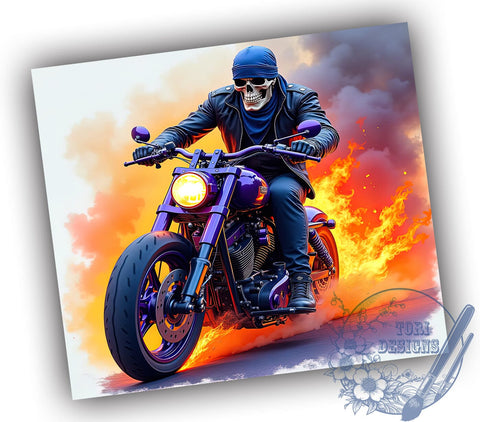 Grim Reaper Skull Bike 20oz Tumbler, Skull Bike Wrap, 20oz Sublimation, Gothic Drinkware, Halloween Tumbler, Biker Gift, Unique Tumbler Design Sublimation ToriDesigns 