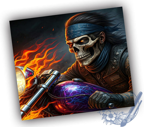 Grim Reaper Skull Bike 20oz Tumbler, Skull Bike Wrap, 20oz Sublimation, Gothic Drinkware, Halloween Tumbler, Biker Gift, Unique Tumbler Design Sublimation ToriDesigns 