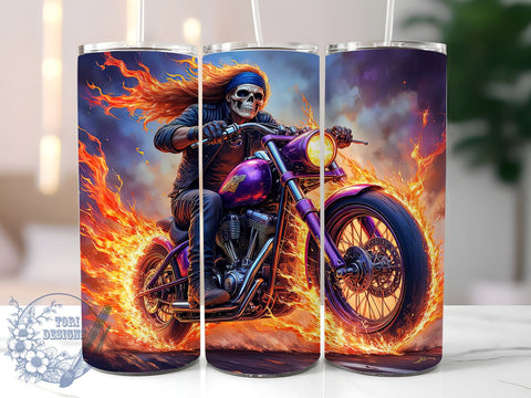 Grim Reaper Skull Bike 20oz Tumbler, Skull Bike Wrap, 20oz Sublimation, Gothic Drinkware, Halloween Tumbler, Biker Gift, Unique Tumbler Design Sublimation ToriDesigns 