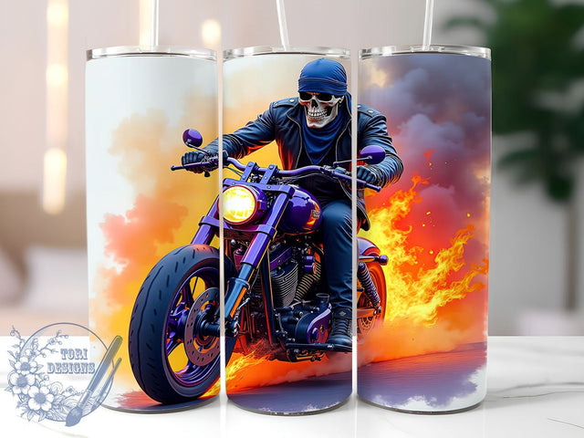 Grim Reaper Skull Bike 20oz Tumbler, Skull Bike Wrap, 20oz Sublimation, Gothic Drinkware, Halloween Tumbler, Biker Gift, Unique Tumbler Design Sublimation ToriDesigns 
