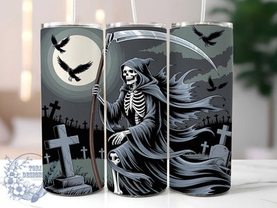 Grim Reaper Skull Gothic Halloween Tumbler, Halloween Skull Wrap, Scary Skeleton Tumbler, Gothic Reaper Sublimation, Horror Tumbler Design, Spooky Halloween Drinkware, Dark Grim Reaper Cup Sublimation ToriDesigns 