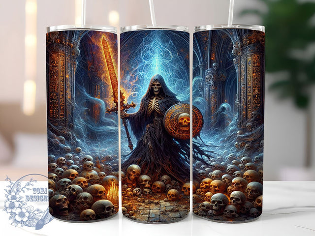 Grim Reaper Skull Gothic Tumbler, Skull Design, Grim Reaper, 20Oz Tumbler Wrap, Sublimation Drinkware, Gothic Aesthetic, Spooky Season Sublimation ToriDesigns 