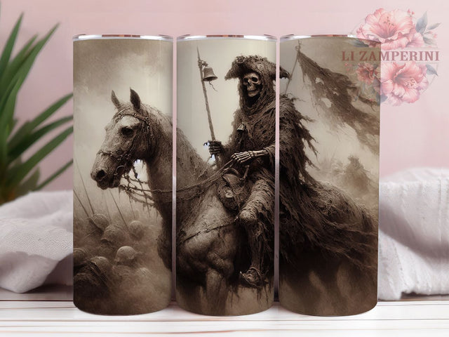 Grim Reaper Skull Rider Tumbler Wrap, Skull Rider, Dark Fantasy Tumbler, Horseman Tumbler, 20oz Tumbler Wrap, Sublimation Design, Fantasy Tumbler Sublimation Li Zamperini 