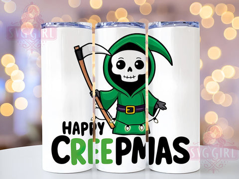 Grim Reaper Tumbler, Christmas Skeleton Design, Halloween Christmas Wrap, 20 oz Tumbler, Digital Download, Sublimation PNG, Spooky Holiday Gift, Dark Humor Decor Sublimation SvggirlplusArt 