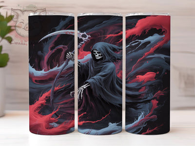 Grim Reaper Tumbler Wrap, Gothic Skull Wrap, 20oz Tumbler Sublimation, Dark Fantasy Design, Spooky Reaper Sublimation, Death Cloak Tumbler, Halloween Skeleton Wrap Sublimation Lara' s Designs 