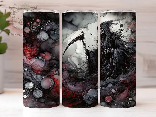Grim Reaper Tumbler Wrap, Gothic Skull Wrap, 20oz Tumbler Sublimation, Dark Fantasy Design, Spooky Reaper Sublimation, Death Cloak Tumbler, Halloween Skeleton Wrap Sublimation Lara' s Designs 