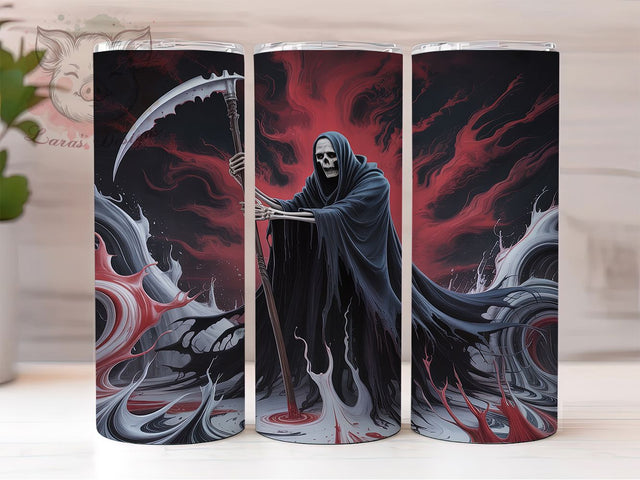 Grim Reaper Tumbler Wrap, Gothic Skull Wrap, 20oz Tumbler Sublimation, Dark Fantasy Design, Spooky Reaper Sublimation, Death Cloak Tumbler, Halloween Skeleton Wrap Sublimation Lara' s Designs 