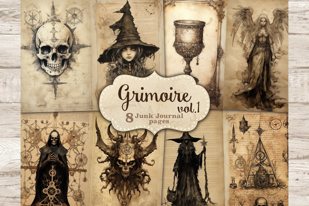 Grimoire Junk Journal Page | Gothic Printable Paper - So Fontsy