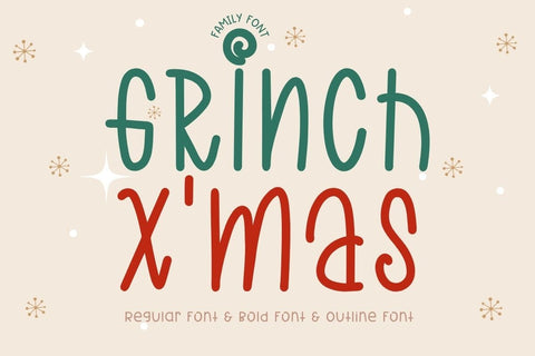 Grinch Xmas - Swirly Christmas Font Family (3 Styles) Font AnningArts Design 