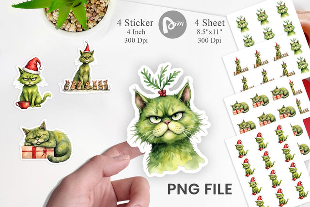 Grinchy Catsmas Sticker Sublimation artnoy 