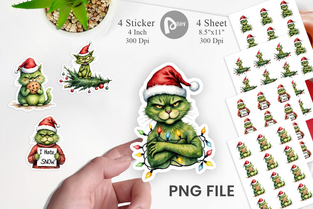 Grinchy Catsmas Sticker Sublimation artnoy 