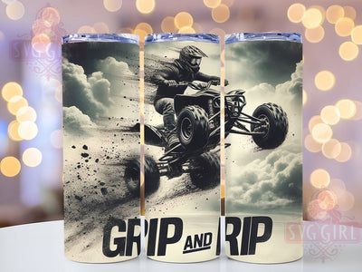 Grip and Rip ATV Tumbler Wrap, Quad 4 Wheeler Sublimation Design, 20oz Skinny Tumbler Wrap, Off-Road Adventure Tumbler, ATV Rider Gift Idea, Four Wheeler Tumbler Art Sublimation SvggirlplusArt 