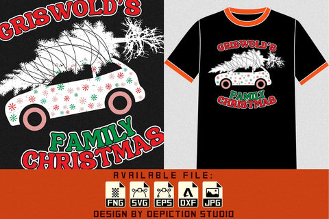 Griswold's Family Christmas Shirt, Christmas Tree Safly By Car Shirt Print Template Sketch DESIGN Depiction Studio 