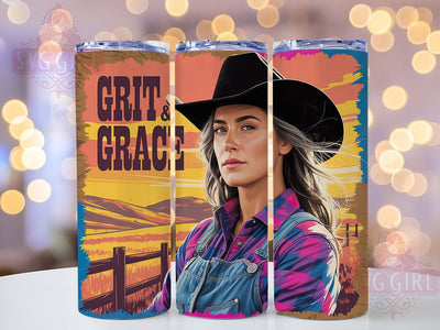 Grit And Grace 20oz Tumbler, Grit and Grace Quote, Western Cowgirl Wrap, Rustic Cowgirl Sublimation, 20oz Tumbler Wrap, Sublimation Design PNG, Country Western Gift Sublimation SvggirlplusArt 