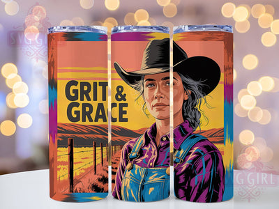 Grit And Grace 20oz Tumbler, Grit and Grace Quote, Western Cowgirl Wrap, Rustic Cowgirl Sublimation, 20oz Tumbler Wrap, Sublimation Design PNG, Country Western Gift Sublimation SvggirlplusArt 
