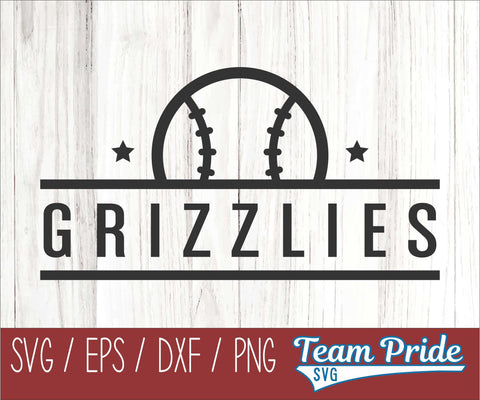 Grizzlies Baseball SVG Digital Download Printable - SVG, EPS, DXF, PNG SVG Team Pride SVG 