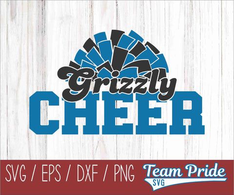 Grizzlies Cheer Pom Pom SVG Digital Download Printable - SVG, EPS, DXF, PNG SVG Team Pride SVG 