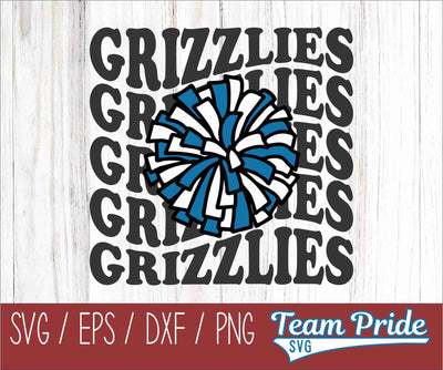 Grizzlies Cheer Vintage Wave SVG Digital Download Printable - SVG, EPS, DXF, PNG SVG Team Pride SVG 